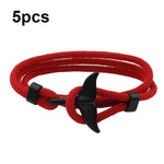 5pcs Whale Tail Braided Hand Rope Double Live Buckle Adjustable Bracelet, 5pcs Light Blue, 5pcs Beige, 5pcs Pink, 5pcs Yellow, 5pcs Red Wine, 5pcs Navy, 5pcs Khaki, 5pcs Red, 5pcs Black