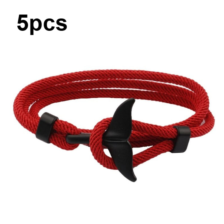 5pcs Whale Tail Braided Hand Rope Double Live Buckle Adjustable Bracelet, 5pcs Light Blue, 5pcs Beige, 5pcs Pink, 5pcs Yellow, 5pcs Red Wine, 5pcs Navy, 5pcs Khaki, 5pcs Red, 5pcs Black