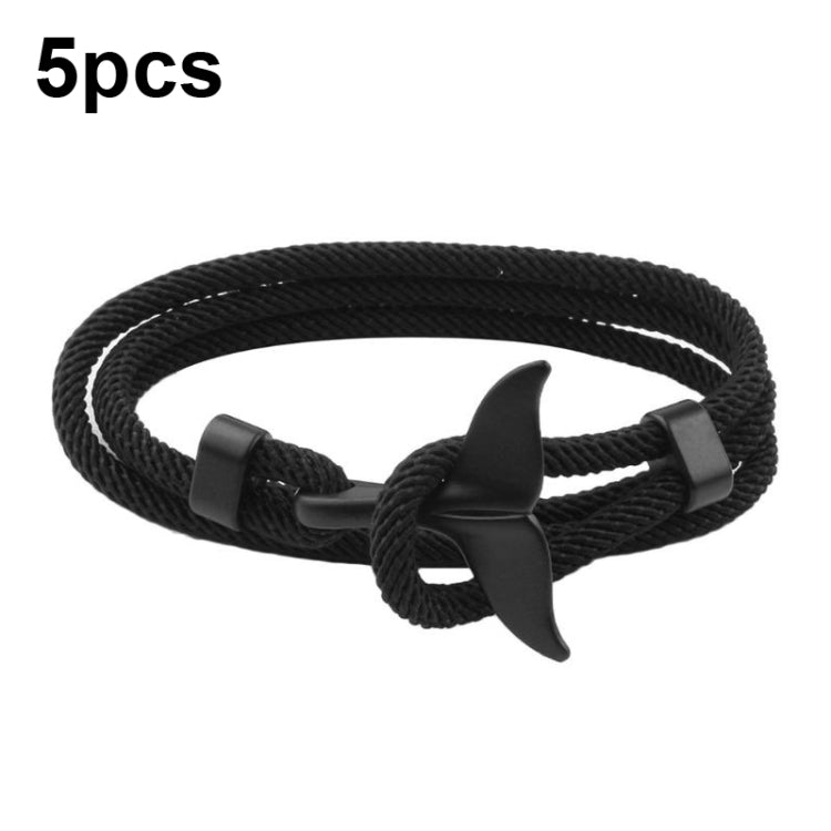 5pcs Whale Tail Braided Hand Rope Double Live Buckle Adjustable Bracelet, 5pcs Light Blue, 5pcs Beige, 5pcs Pink, 5pcs Yellow, 5pcs Red Wine, 5pcs Navy, 5pcs Khaki, 5pcs Red, 5pcs Black