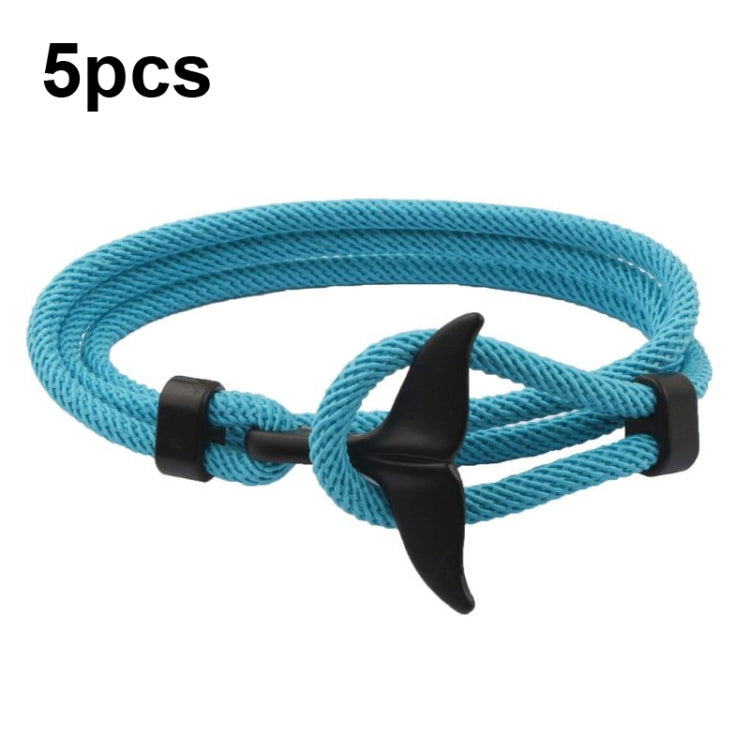 5pcs Whale Tail Braided Hand Rope Double Live Buckle Adjustable Bracelet, 5pcs Light Blue, 5pcs Beige, 5pcs Pink, 5pcs Yellow, 5pcs Red Wine, 5pcs Navy, 5pcs Khaki, 5pcs Red, 5pcs Black