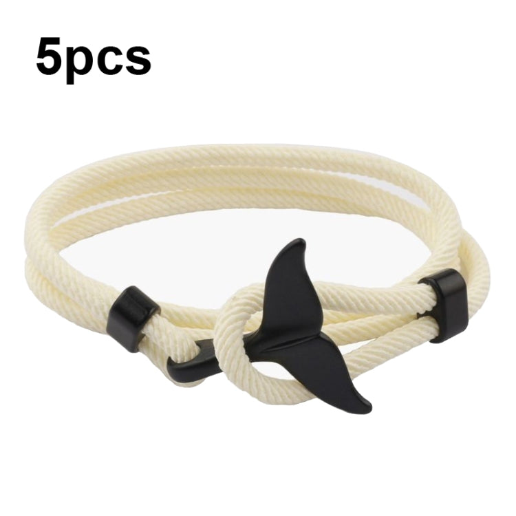 5pcs Whale Tail Braided Hand Rope Double Live Buckle Adjustable Bracelet, 5pcs Light Blue, 5pcs Beige, 5pcs Pink, 5pcs Yellow, 5pcs Red Wine, 5pcs Navy, 5pcs Khaki, 5pcs Red, 5pcs Black