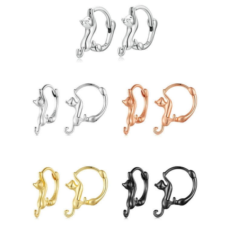 스털링 실버 S925 다이아몬드 스트레치 고양이 스트레치 귀걸이, 사이즈:, 소형 플래티넘 도금, 대형 플래티넘 도금, 대형 금도금, 대형 블랙 골드 도금, 대형 로즈 골드 도금