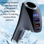 Car Charger Multifunctional Digital Display QC Charging Cigarette Lighter Adapter, AAC Dual USB, CCA Dual PD