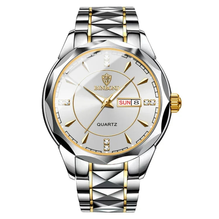 BINBONG B5552 Luminous Multifunctional Business Calendar Quartz Watch