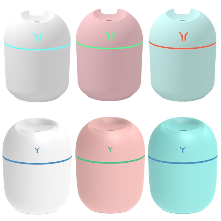 USB 미니 데스크탑 컬러풀 야간등 차량용 가습기, 규격:, 250ml (Y-화이트), 250ml (Y-핑크), 250ml (Y-블루), 220ml (Y2-화이트), 220ml (Y2-핑크), 220ml (Y2-블루)