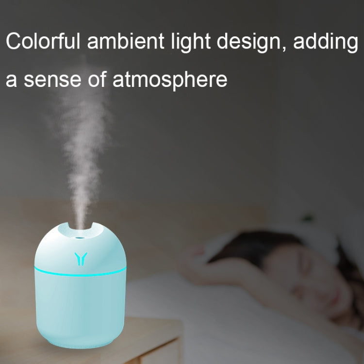 USB 미니 데스크탑 컬러풀 야간등 차량용 가습기, 규격:, 250ml (Y-화이트), 250ml (Y-핑크), 250ml (Y-블루), 220ml (Y2-화이트), 220ml (Y2-핑크), 220ml (Y2-블루)