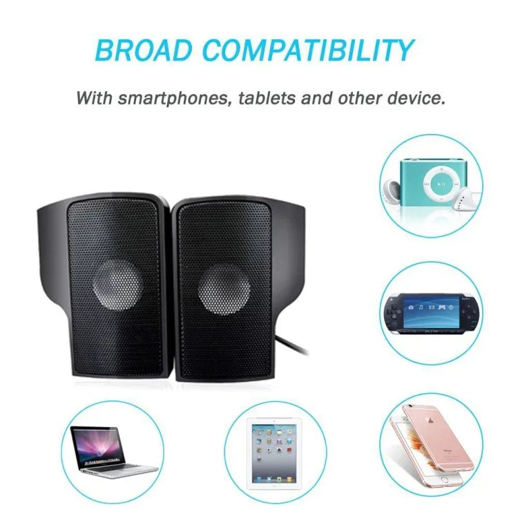 Mini Clip-On USB Stereo Speaker Soundbar for Notebook Laptop PC Desktop Tablet, Mini Clip-On