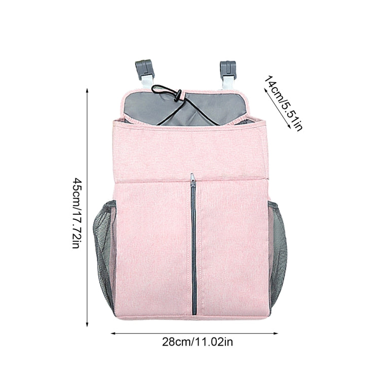 아기 침대 정리함 신생아 요람 기저귀 보관 걸이 가방 침대 옆 선반 가방, 리넨 그레이, 리넨 핑크