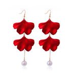 Long Exaggerated Fabric Art Handmade Petal Earrings, E1908-21 Blue, E1908-22 Yellow, E1908-23 Red, E1908-24 Pink, E1908-25 Black, E1908-26 White, E1908-27 Blue, E1908-28 Red, E1908-29 Black, E1908-30 Yellow, E1908-31 Pink, E1908-32 White, E1908-33 Blac...