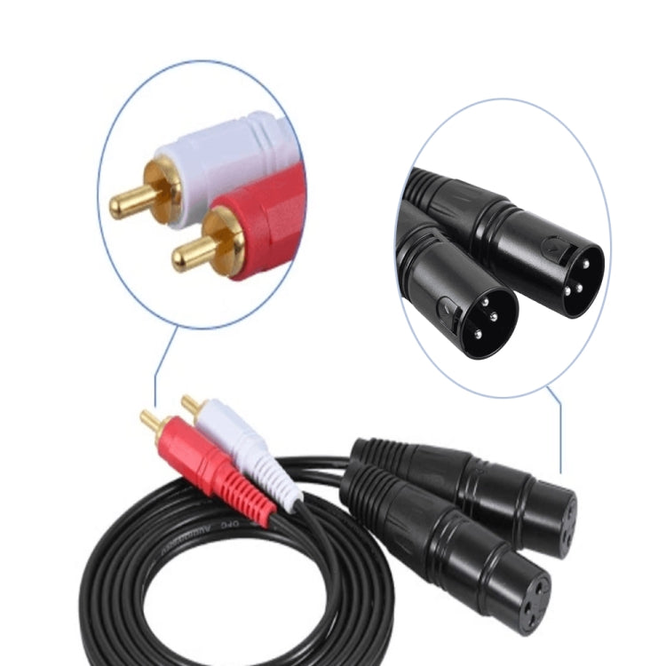 2RCA to 2XLR 스피커 캐논 케이블 오디오 밸런스 케이블, 0.5m, 1m, 1.5m, 3m