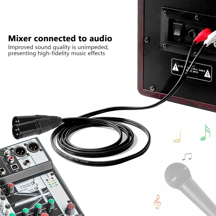 2RCA to 2XLR 스피커 캐논 케이블 오디오 밸런스 케이블, 0.5m, 1m, 1.5m, 3m