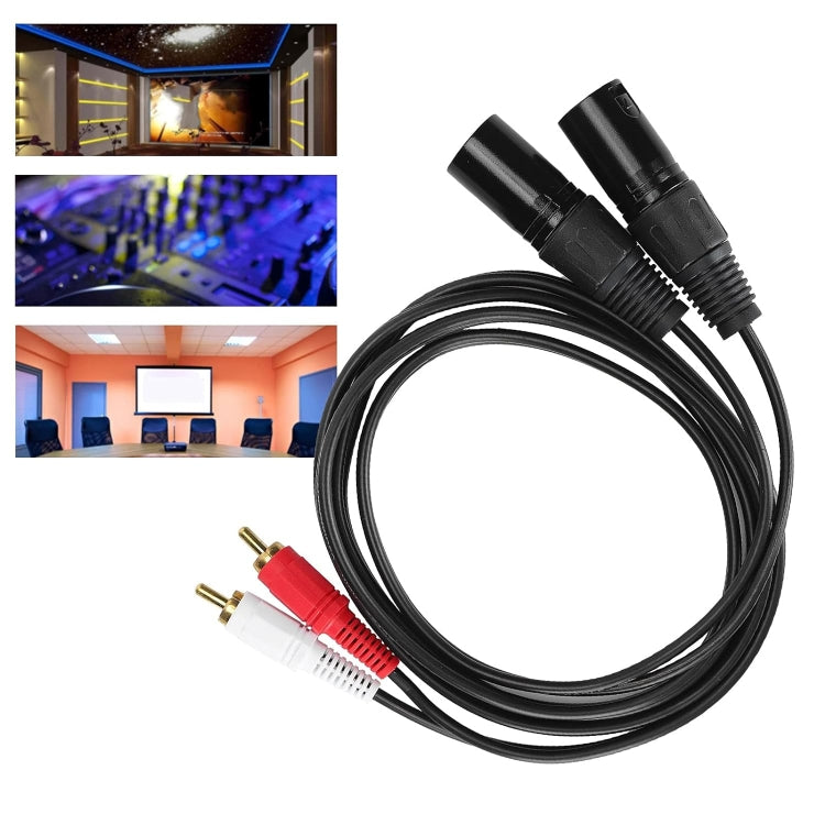 2RCA to 2XLR 스피커 캐논 케이블 오디오 밸런스 케이블, 0.5m, 1m, 1.5m, 3m