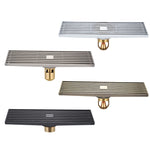 8x30cm 연장형 전구리 스트립 바닥 배수구, 스타일: K8034 크롬 도금+검정 직선 행, K8034 크롬 도금+구리 자가 밀봉, K8034 크롬 도금+5.5 깊은 수밀, K8034 크롬 도금+자기 부상, K8035 니켈 브러시+검정 직선 행...