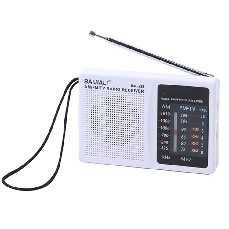 BAIJIALI BJL228 레트로 휴대용 2밴드 FM AM 라디오 내장 스피커, BJL228 흰색, BJL228 검정색