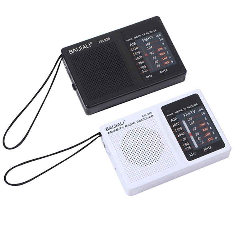 BAIJIALI BJL228 레트로 휴대용 2밴드 FM AM 라디오 내장 스피커, BJL228 흰색, BJL228 검정색