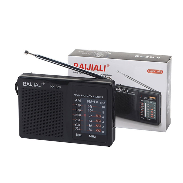 BAIJIALI BJL228 레트로 휴대용 2밴드 FM AM 라디오 내장 스피커, BJL228 흰색, BJL228 검정색