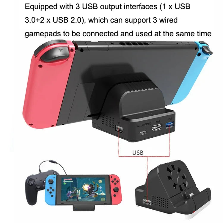 닌텐도 스위치 / 스위치 OLED SW300 HDMI 비디오 캐스팅 변환기 쿨링 팬 베이스 충전기, 쿨링 팬 베이스 충전기