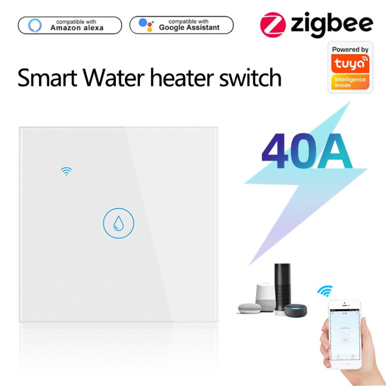 Tuya ZigBee 40A 스마트 고출력 온수기 조명 에어컨 스위치 타이머 음성 리모컨, ZigBee 40A 화이트, ZigBee 40A 블랙
