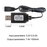 7.4V 리튬 배터리 충전기 장난감 비행기 액세서리 USB 데이터 케이블