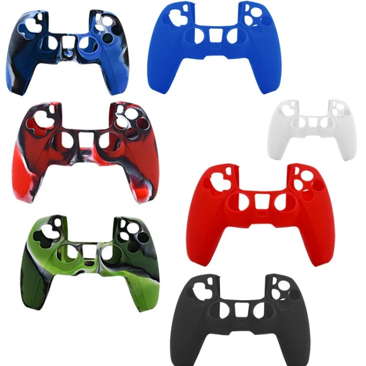 PS5 컨트롤러용 실리콘 케이스 보호 커버, 화이트, 블랙, 위장 블루, 위장 레드, 위장 그린