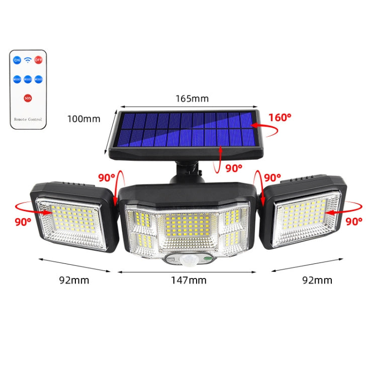 리모컨 태양광 벽 조명 LED 삼중 회전 센서 투광 조명, 192LED 일체형, 192COB 일체형, 192LED 분리형, 192COB 분리형