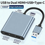 USB 3.0 듀얼 HDMI, USB, USB-C / Type-C 고화질 변환기 4K USB 동일 화면 확장기, USB 3.0 듀얼 HDMI