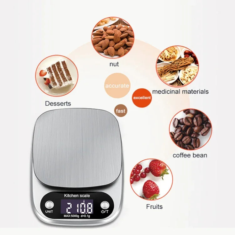 소형 다기능 주방 고정밀 전자 저울 LCD 디지털 디스플레이 식품 저울, 3kg/ 0.1g, 5kg/ 0.1g, 10kg/ 1g