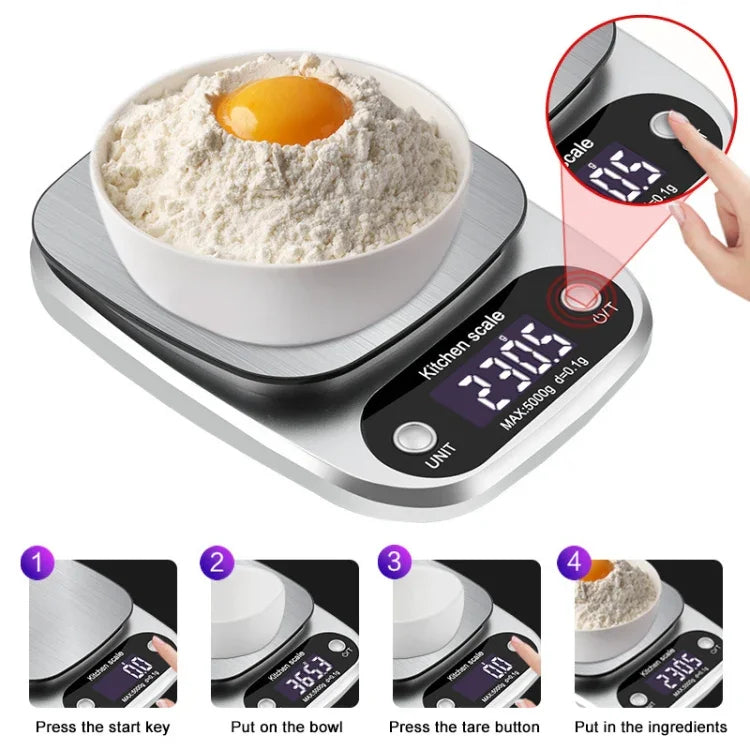소형 다기능 주방 고정밀 전자 저울 LCD 디지털 디스플레이 식품 저울, 3kg/ 0.1g, 5kg/ 0.1g, 10kg/ 1g