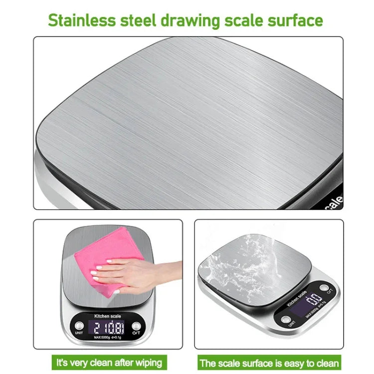 소형 다기능 주방 고정밀 전자 저울 LCD 디지털 디스플레이 식품 저울, 3kg/ 0.1g, 5kg/ 0.1g, 10kg/ 1g