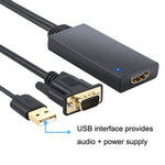 HD55Y VGA to HDMI 어댑터 케이블 VGA+USB to HD 1080P 변환기 전원 공급 포함, VGA+USB to HDMI