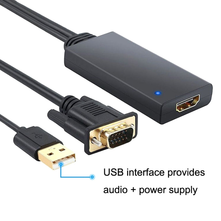 HD55Y VGA to HDMI 어댑터 케이블 VGA+USB to HD 1080P 변환기 전원 공급 포함, VGA+USB to HDMI