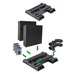 PS4 / PS4 Slim / PS4 Pro 쿨링 팬 스탠드 콘솔 수직 스탠드 쿨러 및 듀얼 컨트롤러 충전기, JL-P1908