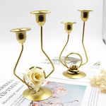Wrought Iron Double-Headed Candle Holder Party Wedding Table Decoration Candlesticks, Silk, Iron