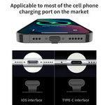 휴대폰 충전 포트 실리콘 방진 플러그 10개 세트 백접착 손실 방지 커버, 8핀, USB-C/타입-C