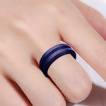 SiR053 V Shaped Grooved Edge Silicone Ring Outdoor Sports Couple Ring, No.13, No.14
