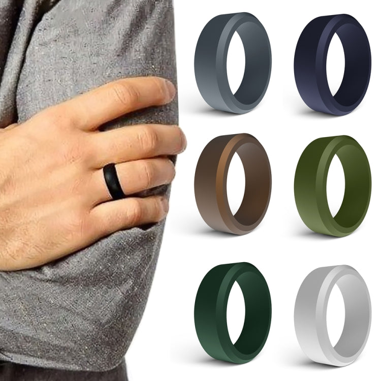 SIR062 8MM 와이드 베벨 실리콘 반지 스포츠 반지, 7호, 8호, 9호, 11호, 12호, 13호