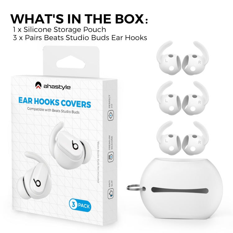 Beats Studio Buds AhaStyle PT172 이어폰 실리콘 이어캡, 스타일:, 이어캡 x 3+케이스 (화이트), 이어캡 x 3+케이스 (레드), 이어캡 x 3+케이스 (블랙), 이어캡 (화이트), 이어캡 (블랙), 이어캡 (레드)