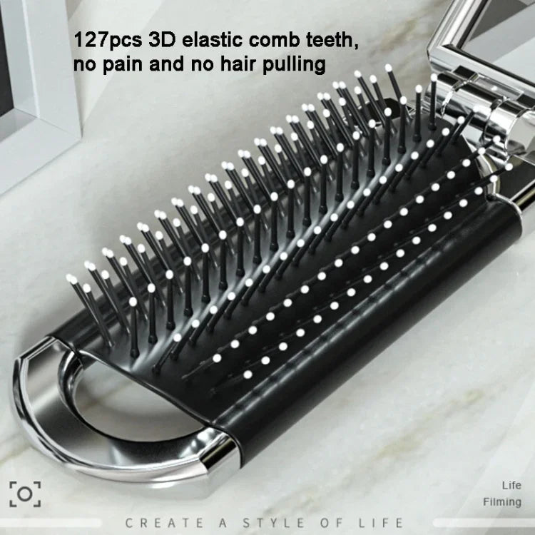 2 in 1 Massage Air Cushion Comb Mirror Integrated Comb Portable Folding Comb, Comb Mirror