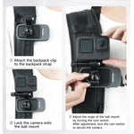 TELESIN 360 Degree Rotation Magnetic Backpack Clip Clamp Mount For Action Camera, TELESIN