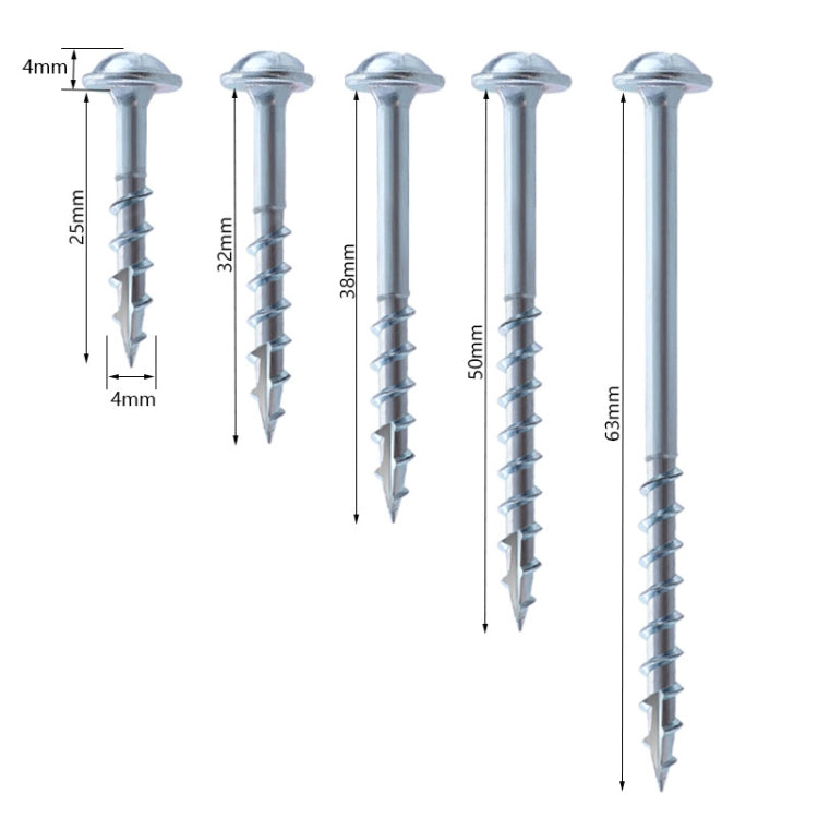 RUITOOL ST4 100개 목공 경사 구멍 나사 반치 자가 태핑 필립스 볼트, 25mm, 32mm, 38mm, 50mm, 63mm