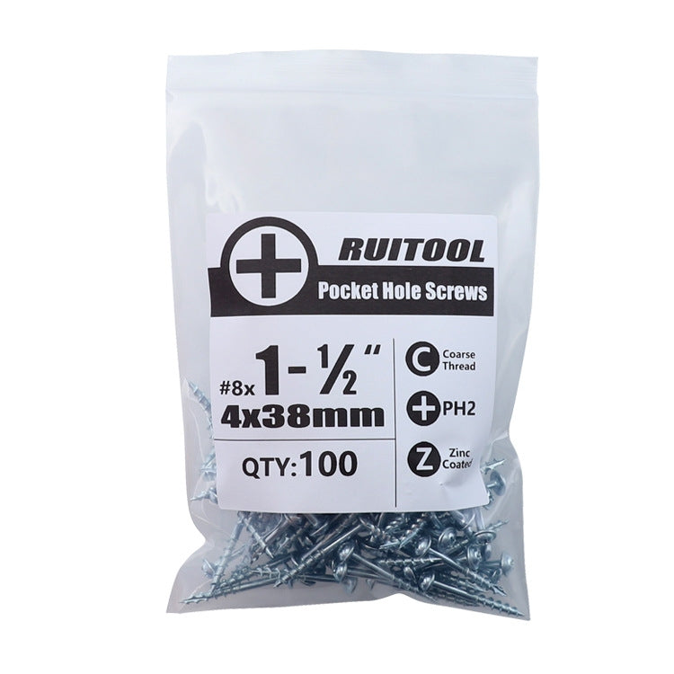 RUITOOL ST4 100개 목공 경사 구멍 나사 반치 자가 태핑 필립스 볼트, 25mm, 32mm, 38mm, 50mm, 63mm