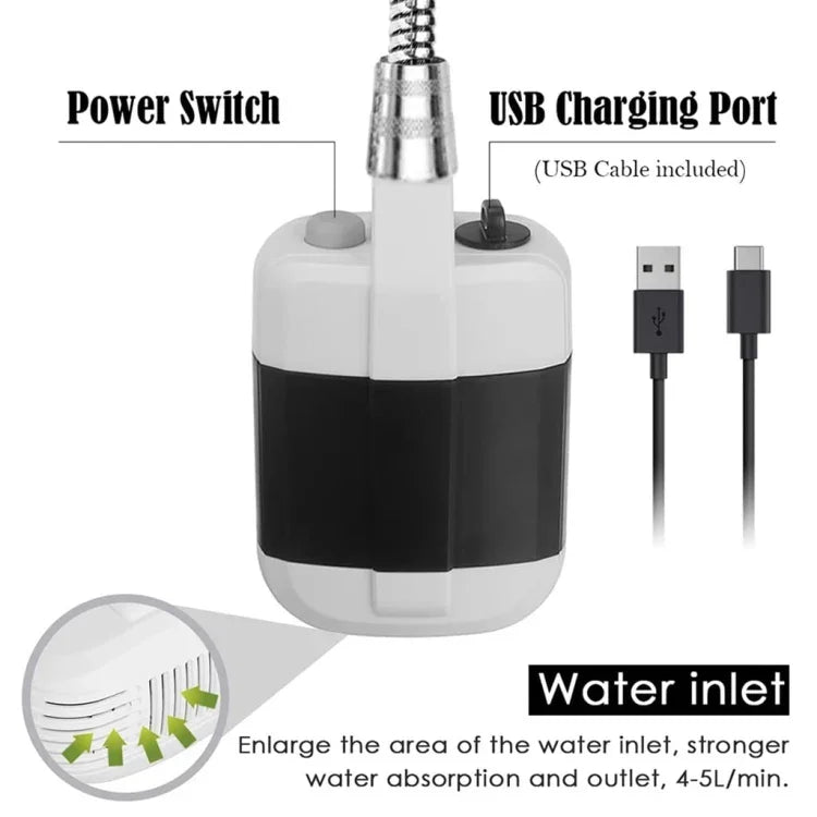 KE-801 야외 전기 샤워 캠핑 충전식 휴대용 샤워기, KE-801 2200mAh