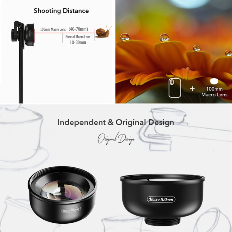 APEXEL APL-HB100MM HD 곤충 보석 100 마이크로 외장 휴대폰 렌즈, APL-HB100MM