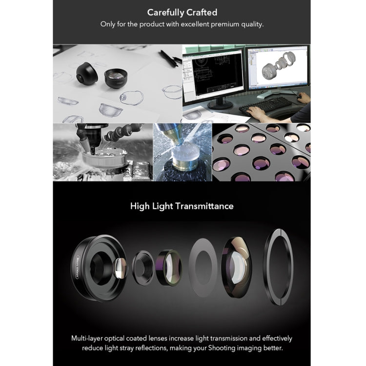 APEXEL APL-HB100MM HD 곤충 보석 100 마이크로 외장 휴대폰 렌즈, APL-HB100MM