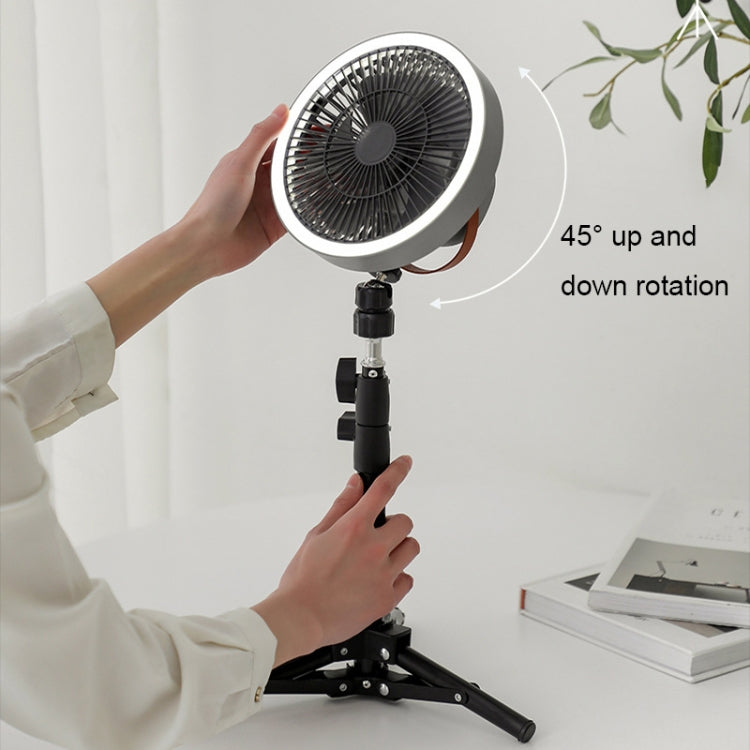 ZK-01 7인치 야외 캠핑 LED 조명 삼각대 선풍기 휴대용 다기능 보조 배터리 목걸이 선풍기