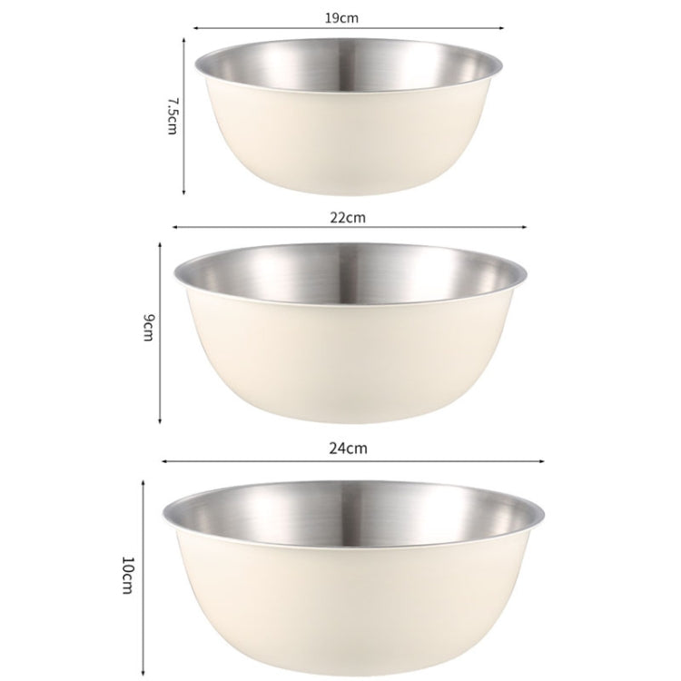 304 스테인리스 스틸 식품 등급 접시 그릇 주방 베이킹 저어주는 그릇 야채 샌드우드 대야, 19cm (노랑), 22cm (노랑), 24cm (노랑), 19cm (흰색), 22cm (흰색), 24cm (흰색)