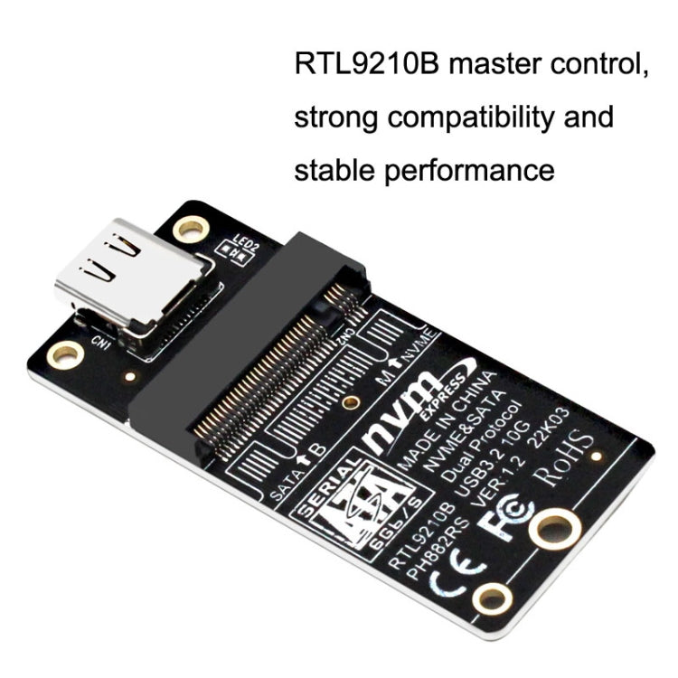 M.2 NVME 하드 디스크 박스 전송 카드 RTL9210B 칩 타입-C / USB-C USB3.1 Gen2 10Gbps