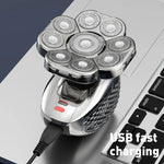 9날 다기능 USB 면도기 전신 물 세척 면도기 남성용 탈모, 6-in-1
