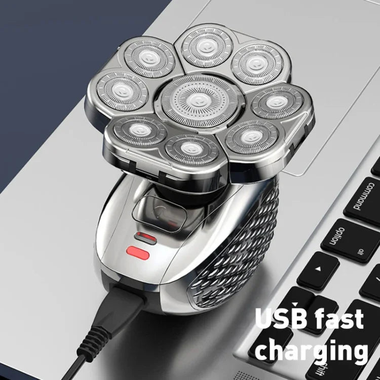 9날 다기능 USB 면도기 전신 물 세척 면도기 남성용 탈모, 6-in-1