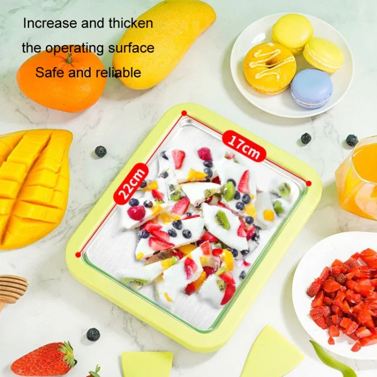 미니 가정용 튀긴 요거트 기계 어린이 수제 DIY 튀긴 아이스 트레이, 스테인리스 스틸 그린 26x21cm, 스테인리스 스틸 화이트 26x21cm, 스테인리스 스틸 핑크 22.5x17.5cm, 스테인리스 스틸 화이트 22.5x17.5cm, 알루미늄 합금 화이트 22.5x17.5cm